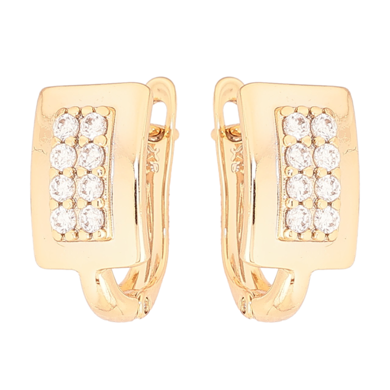 Серьги Xuping Позолота 18K английский замок Прямоугольники с цирконием фото №1