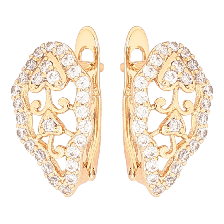 Серьги Xuping Позолота 18K английский замок Ажурный узор с цирконием фото №1