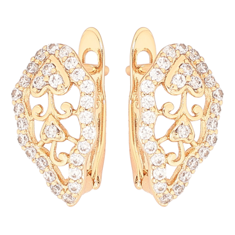 Серьги Xuping Позолота 18K английский замок Ажурный узор с цирконием фото №1