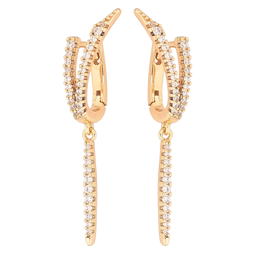 Серьги Xuping Позолота 18K английский замок Подвески с дорожками циркония фото №1