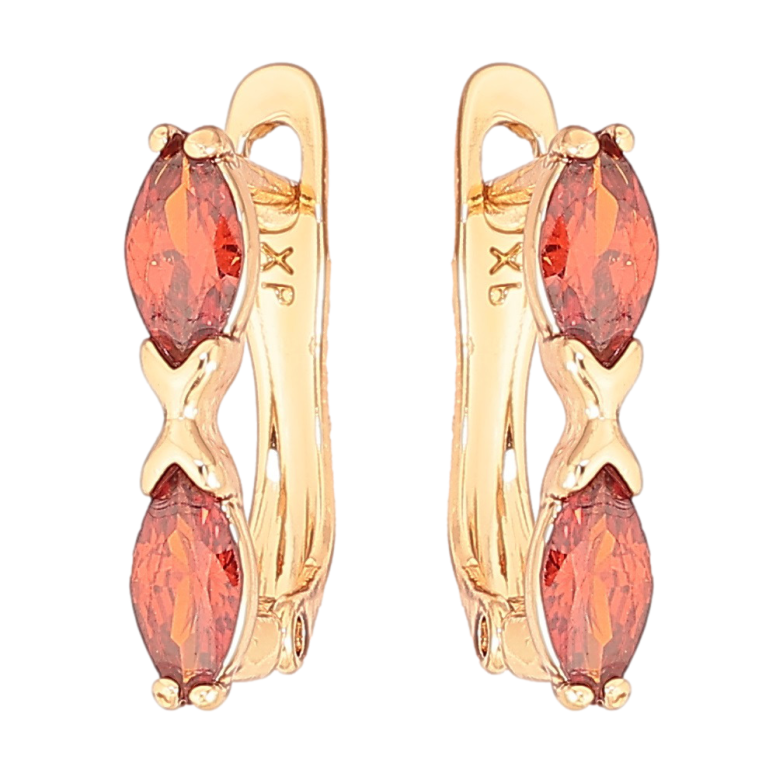 Серьги Xuping Позолота 18K английский замок Красные кристаллы фото №1 Серьги Xuping Позолота 18K английский замок Красные кристаллы фото №1