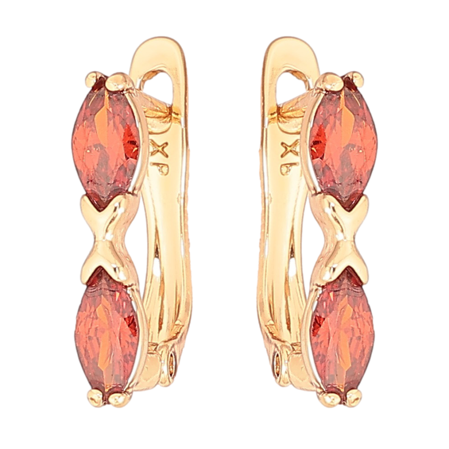 Сережки Xuping Позолота 18K англійський замок «Червоні кристали» фото №1 Сережки Xuping Позолота 18K англійський замок «Червоні кристали» фото №1