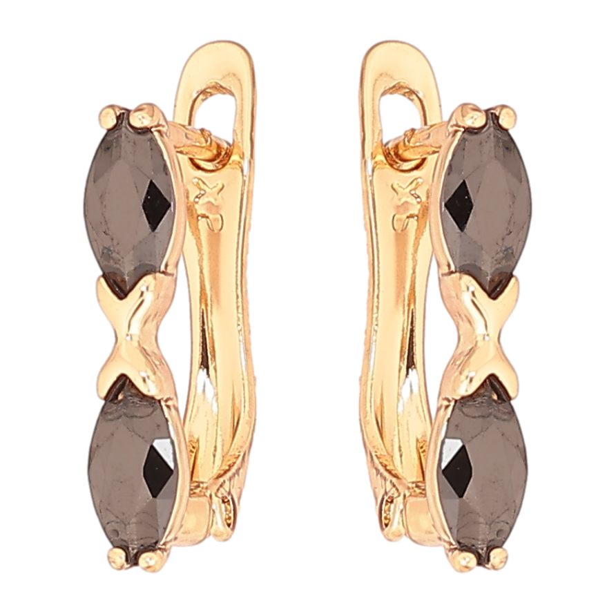 Серьги Xuping Позолота 18K английский замок Черные кристаллы фото №1