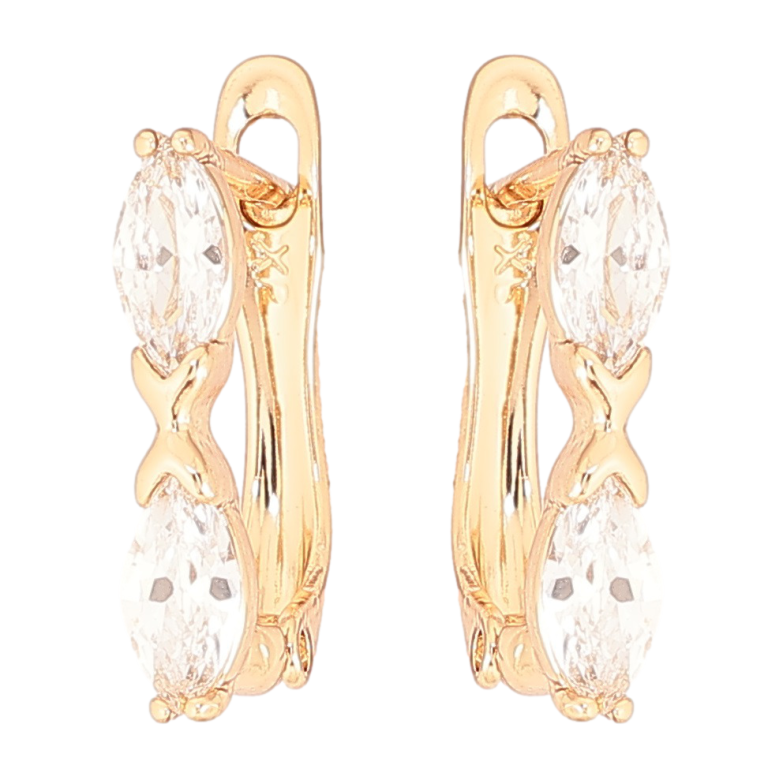 Сережки Xuping Позолота 18K англійський замок «Два кристали» фото №1 Сережки Xuping Позолота 18K англійський замок «Два кристали» фото №1