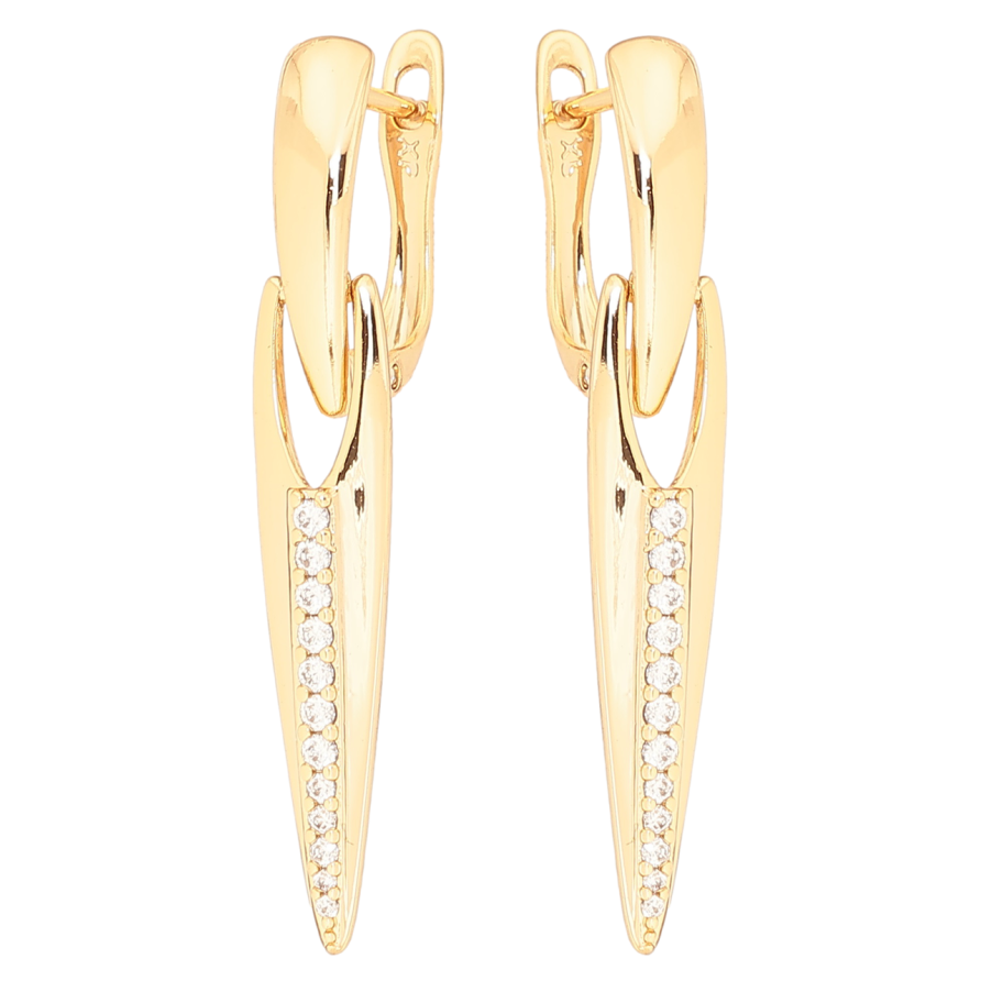 Серьги Xuping Позолота 18K английский замок Подвески с дорожками циркония фото №1 Серьги Xuping Позолота 18K английский замок Подвески с дорожками циркония фото №1