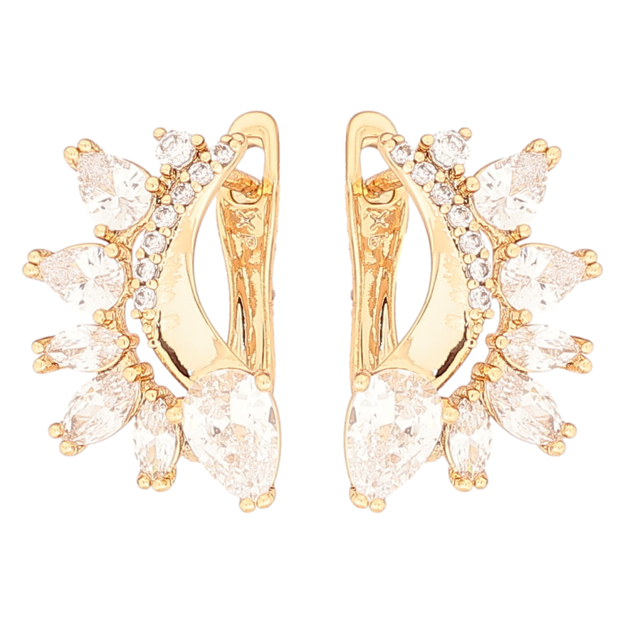 Серьги Xuping Позолота 18K английский замок Кристальный узор фото №1