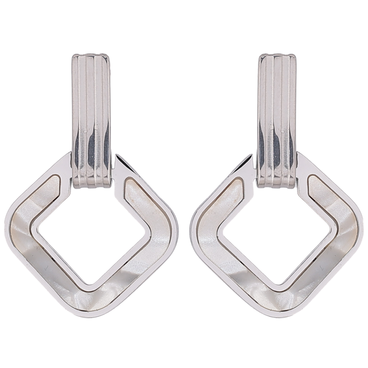 Серьги Xuping TTM Stainless Steel цвет Родий пусеты Ромбовые подвески с перламутровыми вставками фото №4 Серьги Xuping TTM Stainless Steel цвет Родий пусеты Ромбовые подвески с перламутровыми вставками фото №4