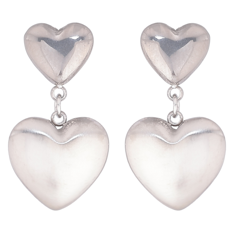 Серьги Xuping TTM Stainless Steel цвет Родий пусеты Сердечки фото №1