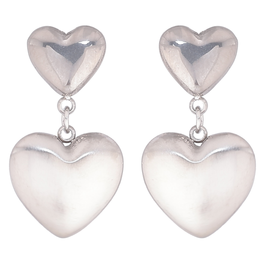 Серьги Xuping TTM Stainless Steel цвет Родий пусеты Сердечки фото №1 Серьги Xuping TTM Stainless Steel цвет Родий пусеты Сердечки фото №1