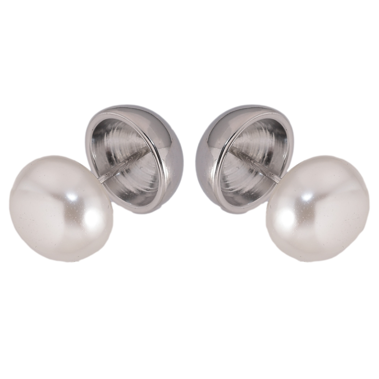 Серьги Xuping TTM Stainless Steel цвет Родий пусеты Двусторонние полусферы ø 12мм фото №1