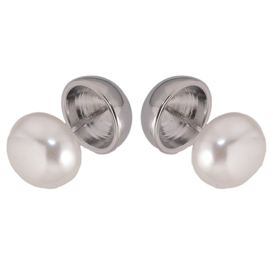 Сережки Xuping TTM Stainless Steel колір Родій пусети «Двосторонні напівсфери» ø 12мм фото №1 Сережки Xuping TTM Stainless Steel колір Родій пусети «Двосторонні напівсфери» ø 12мм фото №1