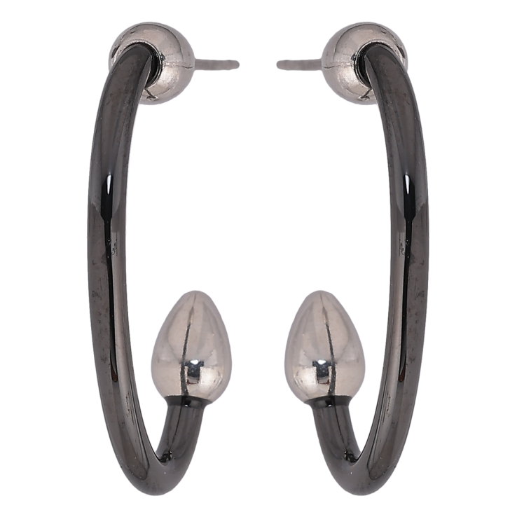 Серьги Xuping TTM Stainless Steel цвет Родий пусеты Дуги из черной керамики фото №7 Серьги Xuping TTM Stainless Steel цвет Родий пусеты Дуги из черной керамики фото №7