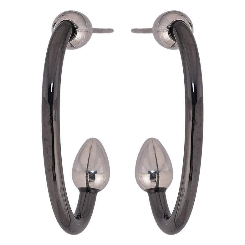 Сережки Xuping TTM Stainless Steel колір Родій пусети «Дуги з чорної кераміки» фото №1 Сережки Xuping TTM Stainless Steel колір Родій пусети «Дуги з чорної кераміки» фото №1