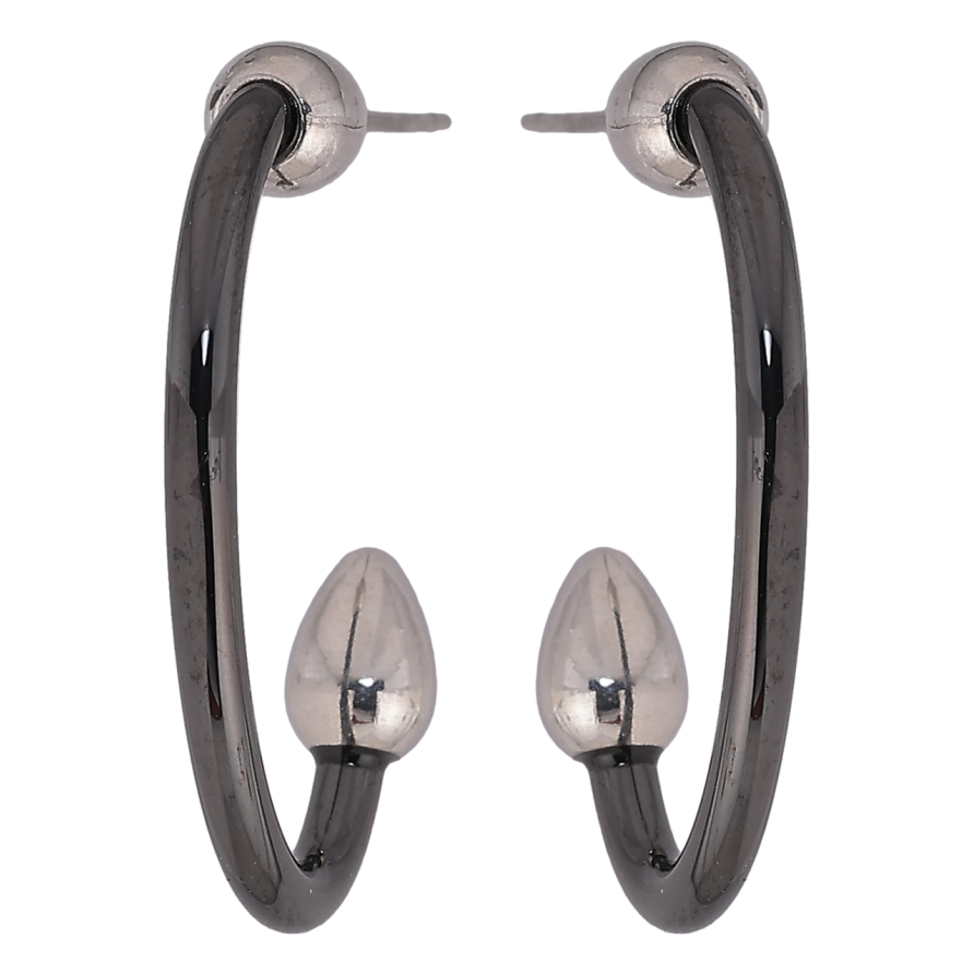 Сережки Xuping TTM Stainless Steel колір Родій пусети «Дуги з чорної кераміки» фото №1 Сережки Xuping TTM Stainless Steel колір Родій пусети «Дуги з чорної кераміки» фото №1