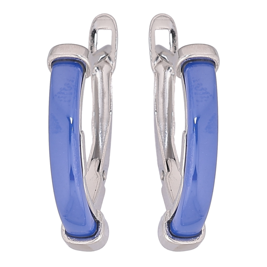 Серьги Xuping TTM Stainless Steel цвет Родий английский замок Синие керамические вставки фото №1 Серьги Xuping TTM Stainless Steel цвет Родий английский замок Синие керамические вставки фото №1