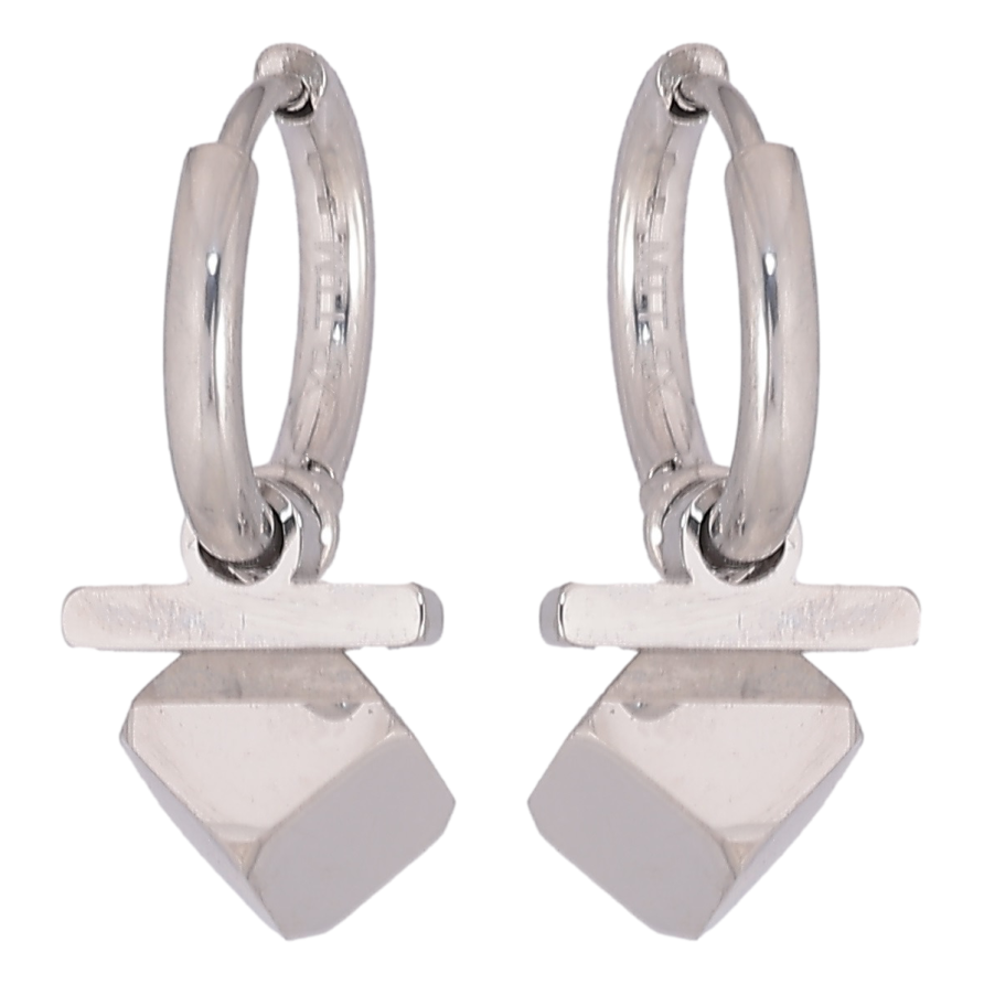 Сережки Xuping TTM Stainless Steel колір Родій підвіски на колечках «Кубики» 2 в 1 фото №1 Сережки Xuping TTM Stainless Steel колір Родій підвіски на колечках «Кубики» 2 в 1 фото №1