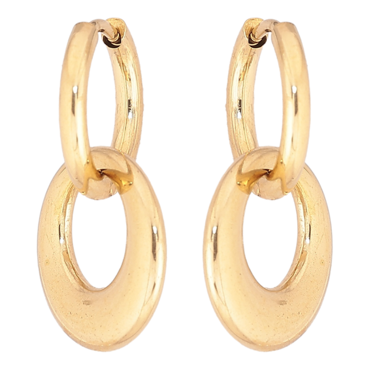 Серьги Xuping TTM Stainless Steel цвет 14К подвески на колечках Круглые подвески 2 в 1 фото №12