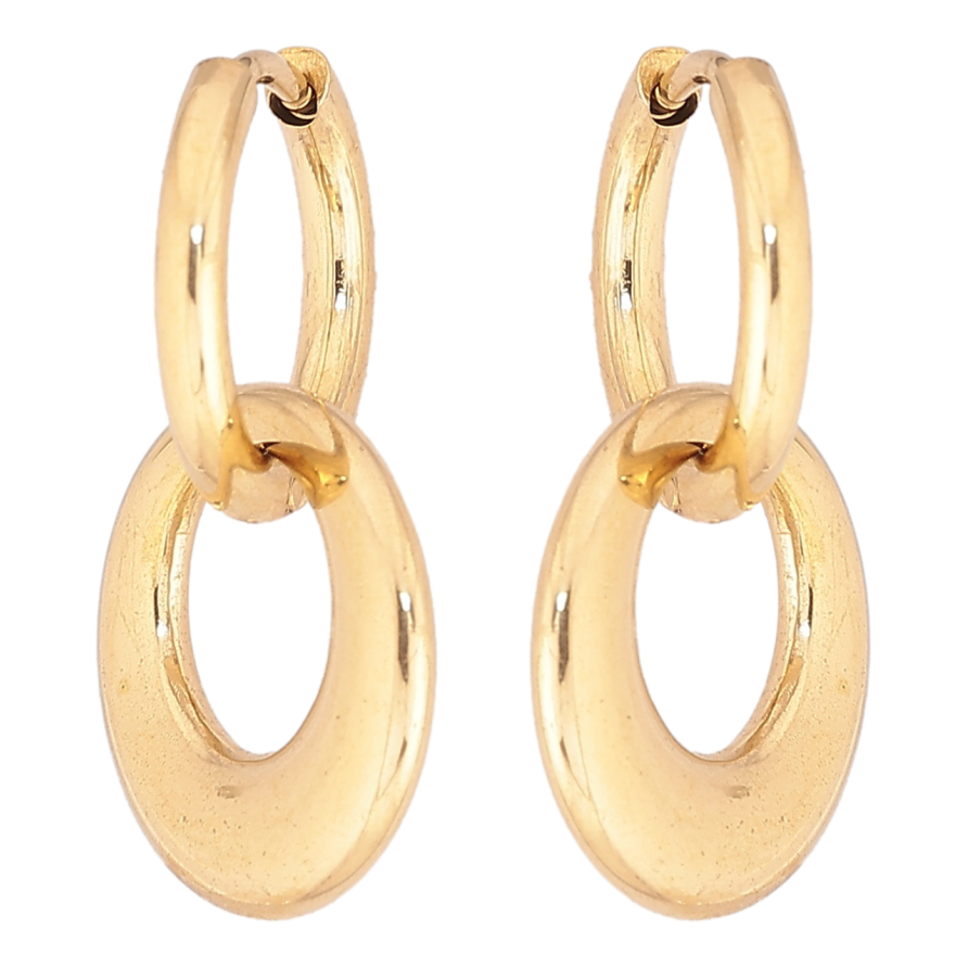 Серьги Xuping TTM Stainless Steel цвет 14К подвески на колечках Круглые подвески 2 в 1 фото №1