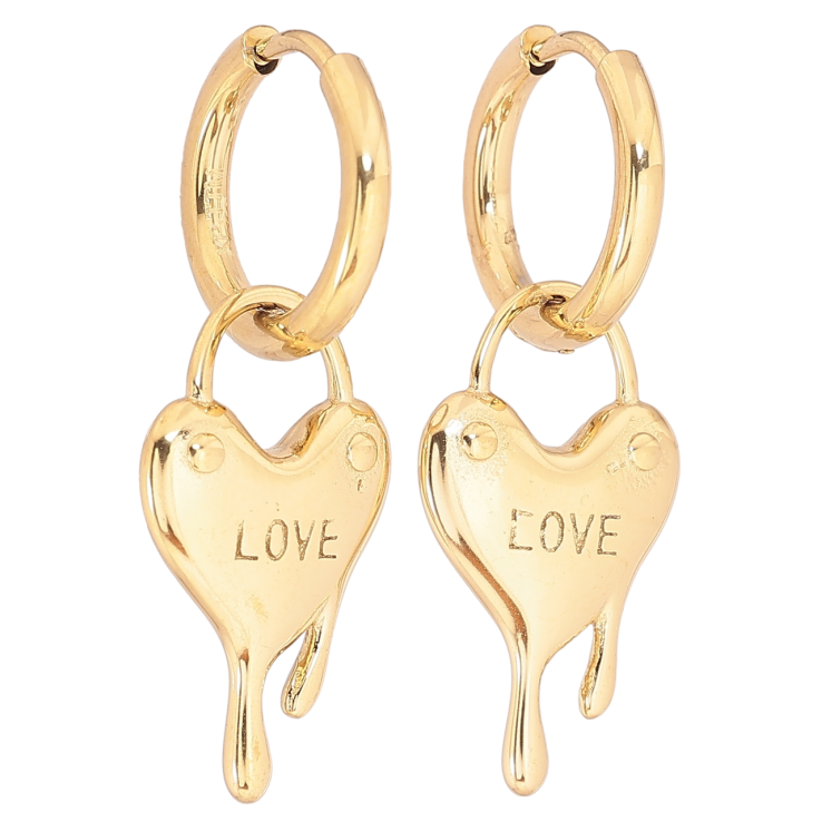 Серьги Xuping TTM Stainless Steel цвет 14К подвески на колечках Сердечки 2 в 1 фото №10