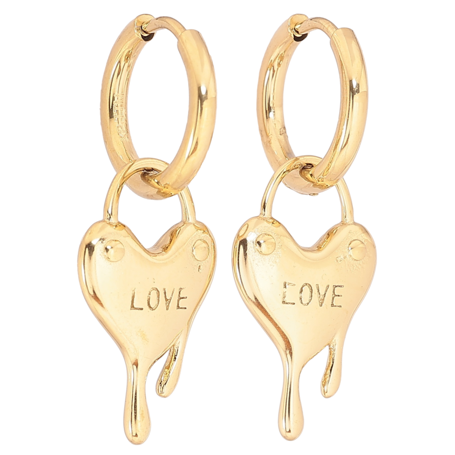 Серьги Xuping TTM Stainless Steel цвет 14К подвески на колечках Сердечки 2 в 1 фото №1