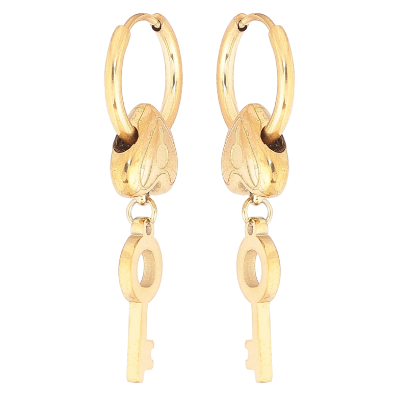 Серьги Xuping TTM Stainless Steel цвет 14К подвески на колечках Сердечки с ключиками 2 в 1 фото №1 Серьги Xuping TTM Stainless Steel цвет 14К подвески на колечках Сердечки с ключиками 2 в 1 фото №1