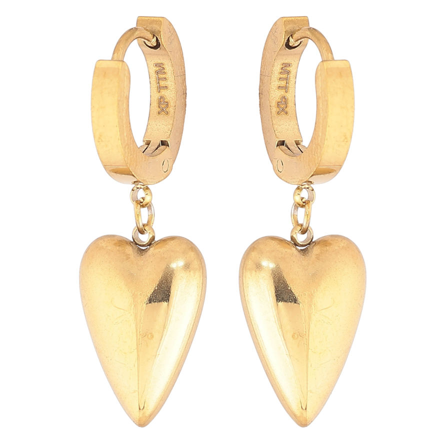 Серьги Xuping TTM Stainless Steel цвет 14К подвески на колечках Сердечки фото №1 Серьги Xuping TTM Stainless Steel цвет 14К подвески на колечках Сердечки фото №1