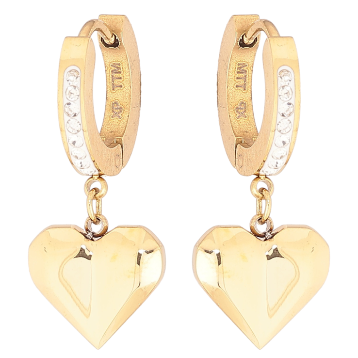 Серьги Xuping TTM Stainless Steel цвет 14К подвески на колечках Сердечки фото №11