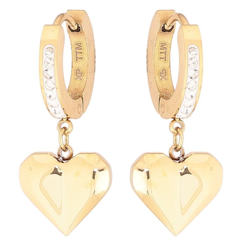 Серьги Xuping TTM Stainless Steel цвет 14К подвески на колечках Сердечки фото №1