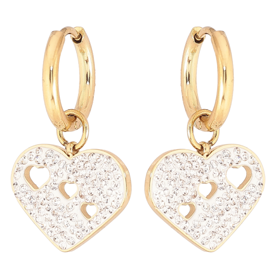 Серьги Xuping TTM Stainless Steel цвет 14К подвески на колечках Сердечки с цирконием 2 в 1 фото №1 Серьги Xuping TTM Stainless Steel цвет 14К подвески на колечках Сердечки с цирконием 2 в 1 фото №1