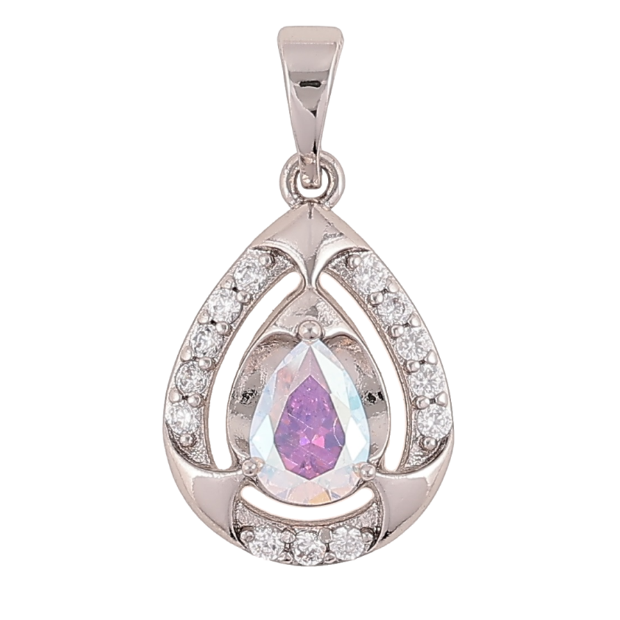Кулон Xuping Родий Капелька с радужным фианитом и цирконием для цепочки до 6мм фото №1