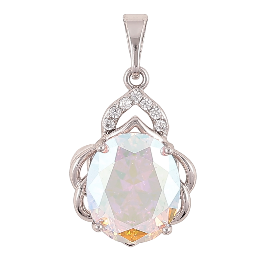 Кулон Xuping Родий Узор с радужным кристаллом для цепочки до 5мм фото №1 Кулон Xuping Родий Узор с радужным кристаллом для цепочки до 5мм фото №1