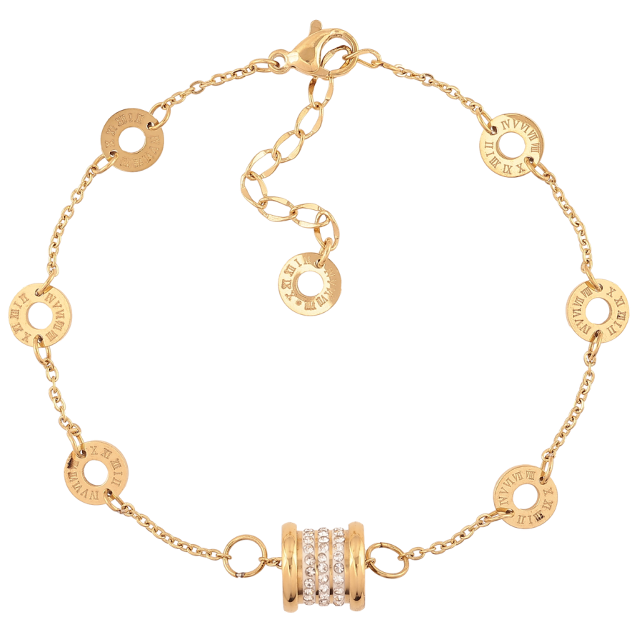 Браслет Xuping ТТМ Stainless Steel цвет 14К Цепочка с колечками и цилиндром с доп.цеп 19.5-23см х 1мм фото №1 Браслет Xuping ТТМ Stainless Steel цвет 14К Цепочка с колечками и цилиндром с доп.цеп 19.5-23см х 1мм фото №1