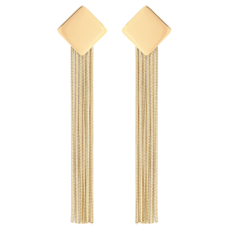 Серьги Xuping TTM Stainless Steel цвет 14К пусеты Ромбы с подвесками фото №1