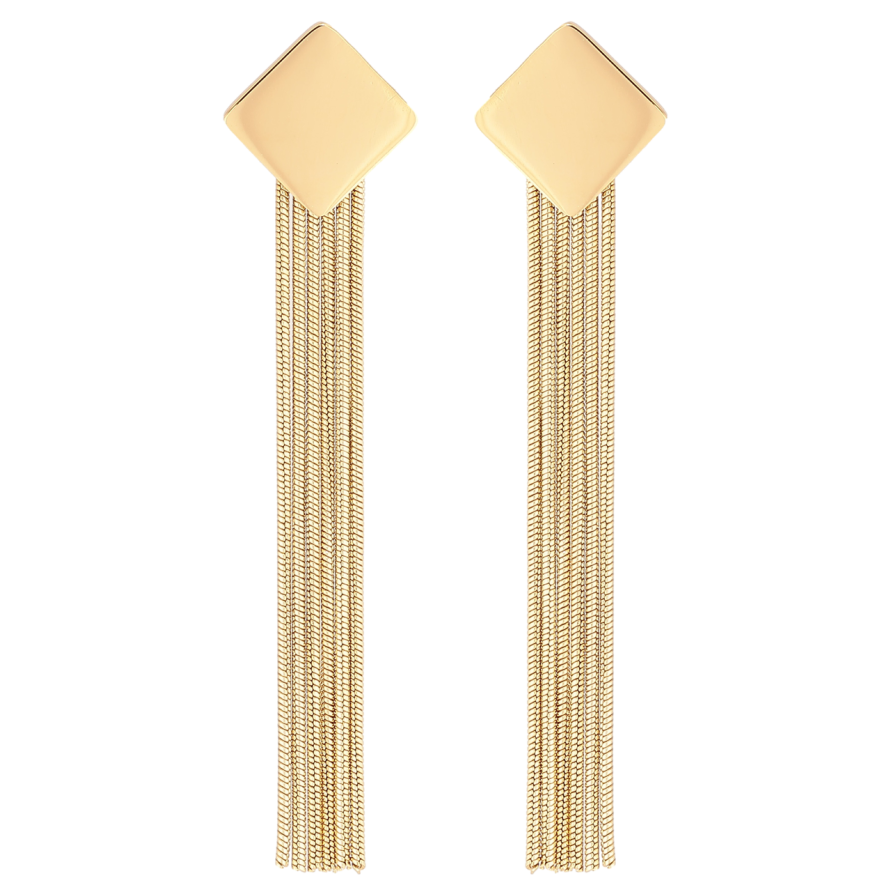 Серьги Xuping TTM Stainless Steel цвет 14К пусеты Ромбы с подвесками фото №1