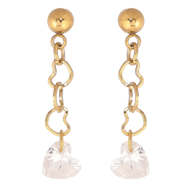 Сережки Xuping TTM Stainless Steel колір 14К пусети «Підвіски з кришталевими сердечками» фото №19