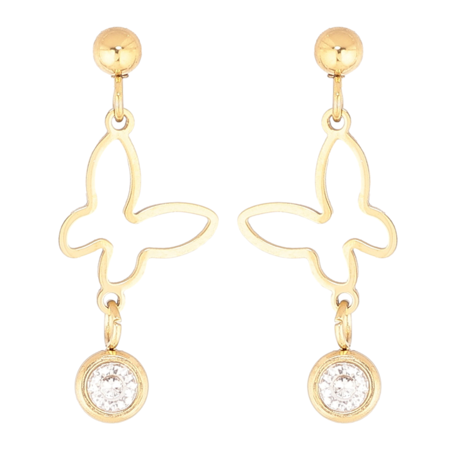 Сережки Xuping TTM Stainless Steel колір 14К пусети «Метелики» фото №1 Сережки Xuping TTM Stainless Steel колір 14К пусети «Метелики» фото №1