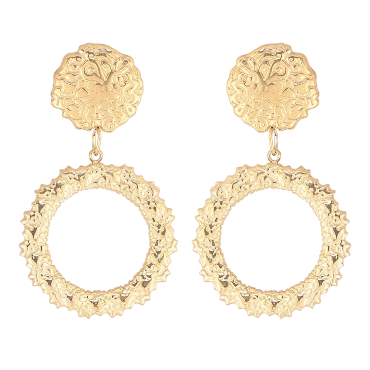 Сережки Xuping TTM Stainless Steel колір 14К пусети «Круглі підвіски» фото №7 Сережки Xuping TTM Stainless Steel колір 14К пусети «Круглі підвіски» фото №7