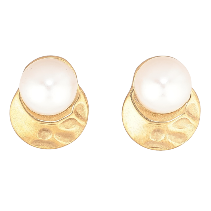 Сережки Xuping TTM Stainless Steel колір 14К пусети «Перлинні намистини з декоративним візерунком» фото №11