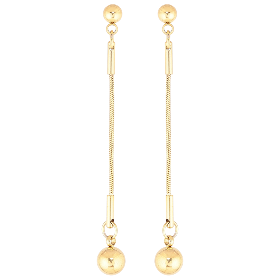 Сережки Xuping TTM Stainless Steel колір 14К пусети «Підвіски з кульками» фото №1 Сережки Xuping TTM Stainless Steel колір 14К пусети «Підвіски з кульками» фото №1