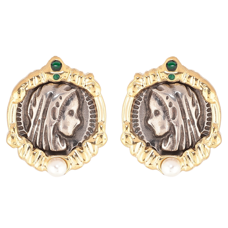 Сережки Xuping TTM Stainless Steel колір 14К пусети «Декоративний візерунок» фото №4 Сережки Xuping TTM Stainless Steel колір 14К пусети «Декоративний візерунок» фото №4