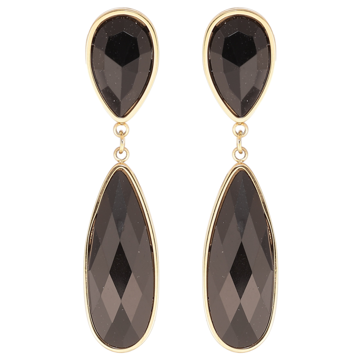 Сережки Xuping TTM Stainless Steel колір 14К пусети «Підвіски з чорними кристалами» фото №13