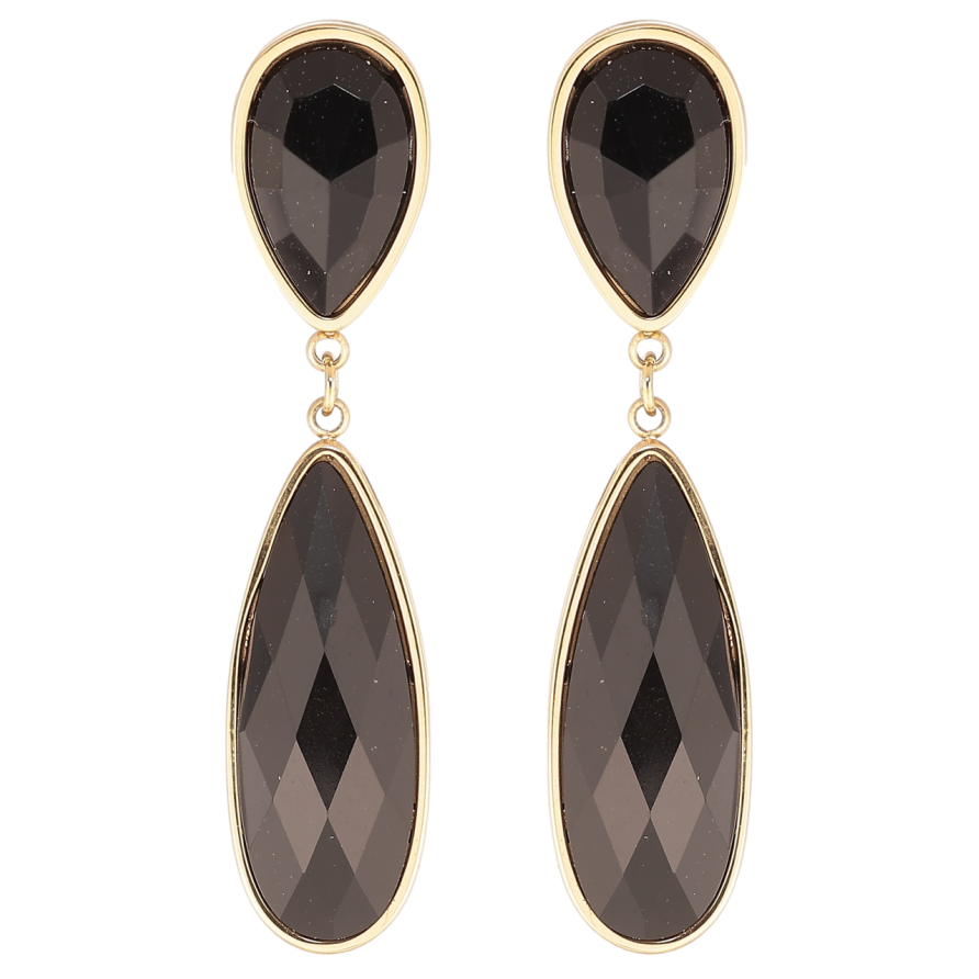 Сережки Xuping TTM Stainless Steel колір 14К пусети «Підвіски з чорними кристалами» фото №1 Сережки Xuping TTM Stainless Steel колір 14К пусети «Підвіски з чорними кристалами» фото №1