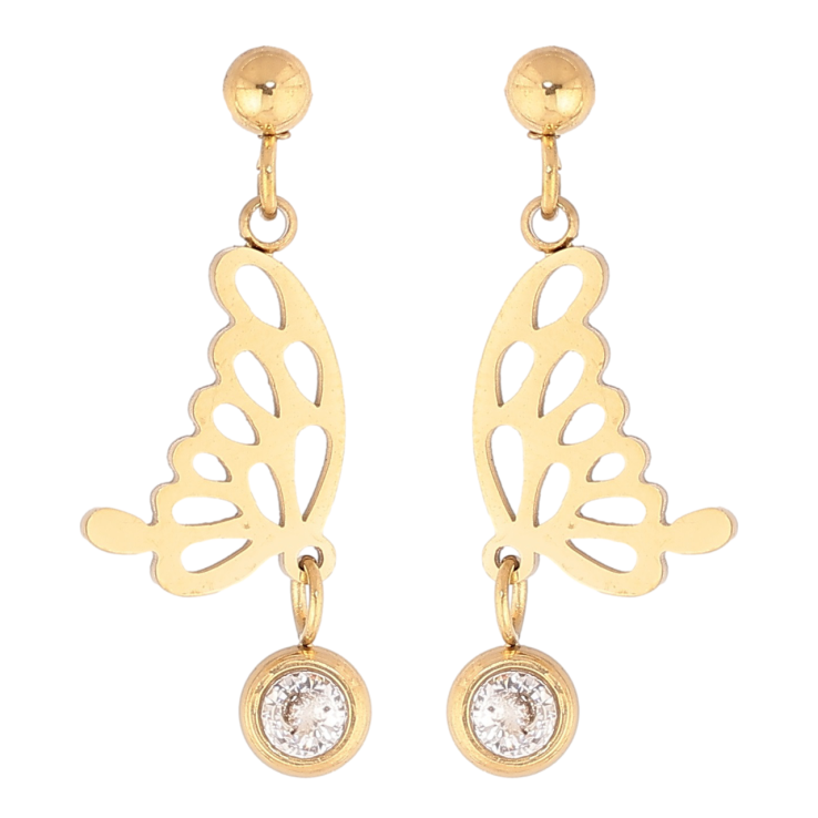 Сережки Xuping TTM Stainless Steel колір 14К пусети «Метелики» фото №3 Сережки Xuping TTM Stainless Steel колір 14К пусети «Метелики» фото №3