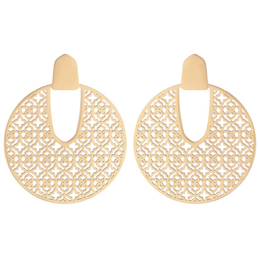 Серьги Xuping TTM Stainless Steel цвет 14К пусеты Резные круги фото №1