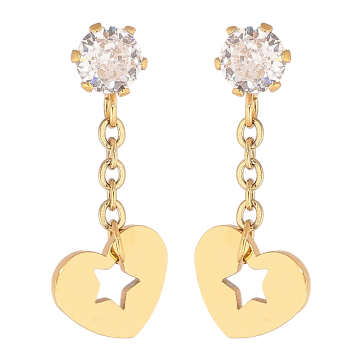 Сережки Xuping TTM Stainless Steel колір 14К пусети «Підвіски з сердечками» фото №14