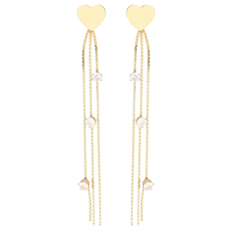 Сережки Xuping TTM Stainless Steel колір 14К пусети «Сердечка з підвісками» фото №1