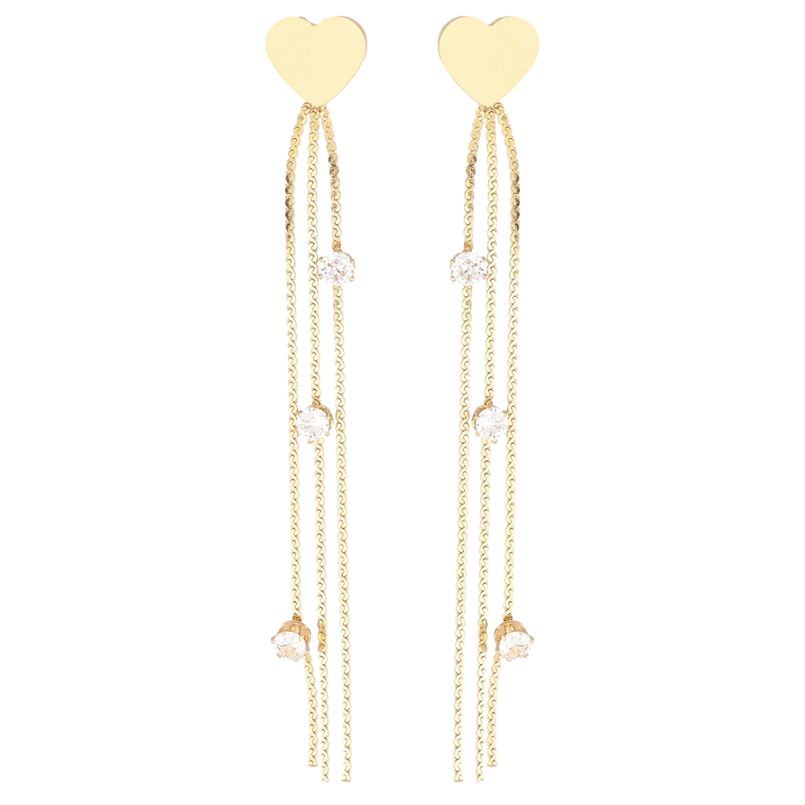 Серьги Xuping TTM Stainless Steel цвет 14К пусеты Сердечки с подвесками фото №1