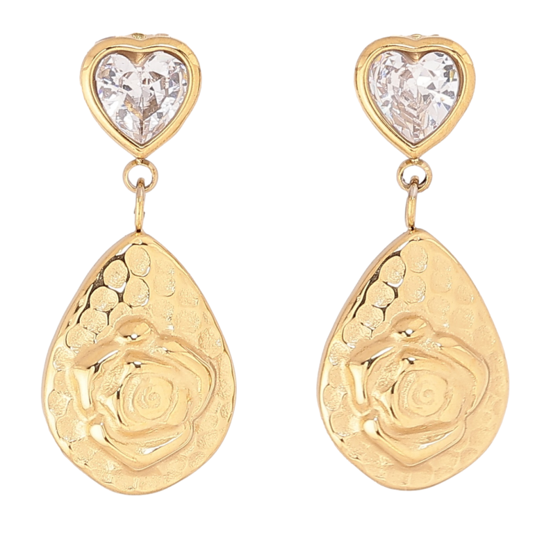 Серьги Xuping TTM Stainless Steel цвет 14К пусеты Подвески с цветочным узором фото №1