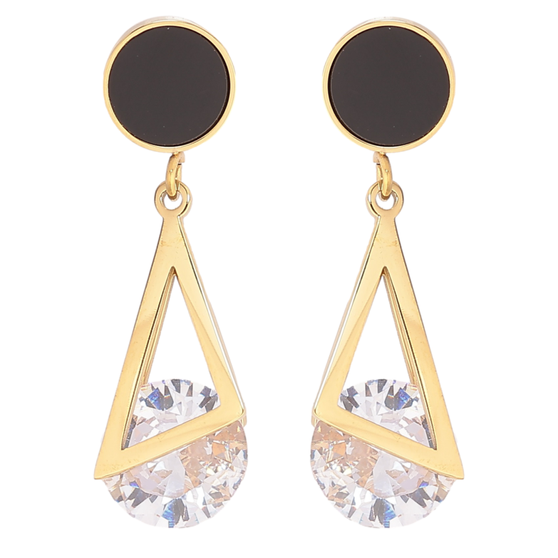 Сережки Xuping TTM Stainless Steel колір 14К пусети «Кришталеві підвіски» фото №1 Сережки Xuping TTM Stainless Steel колір 14К пусети «Кришталеві підвіски» фото №1