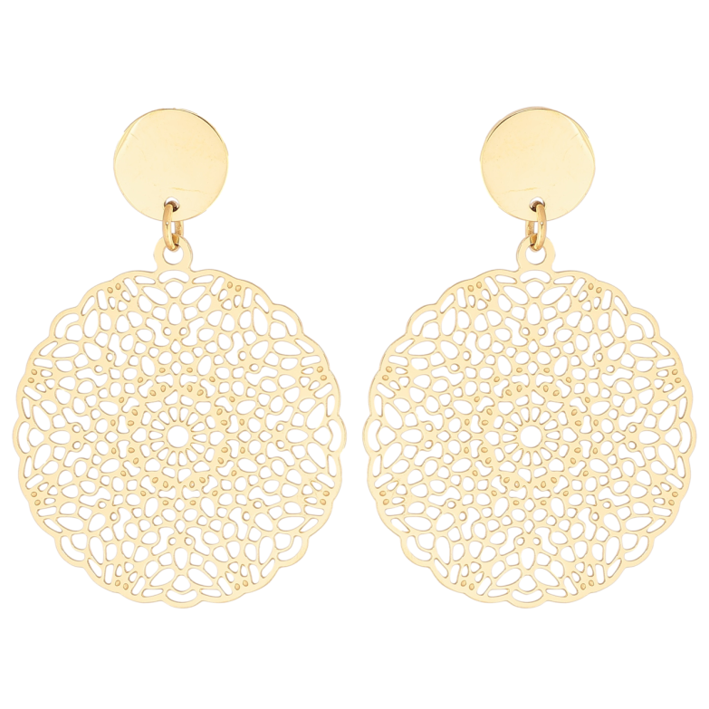 Серьги Xuping TTM Stainless Steel цвет 14К пусеты Ажурные подвески фото №1